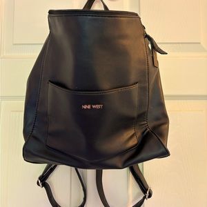Nine West Black Leather like backpack purse